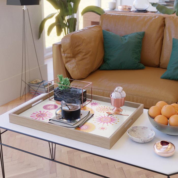 Retro Suns - Pink and Yellow Serving Tray Gallery Image 2