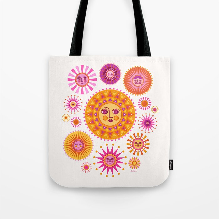 Retro Suns - Pink and Yellow Tote Bag Gallery Image 1