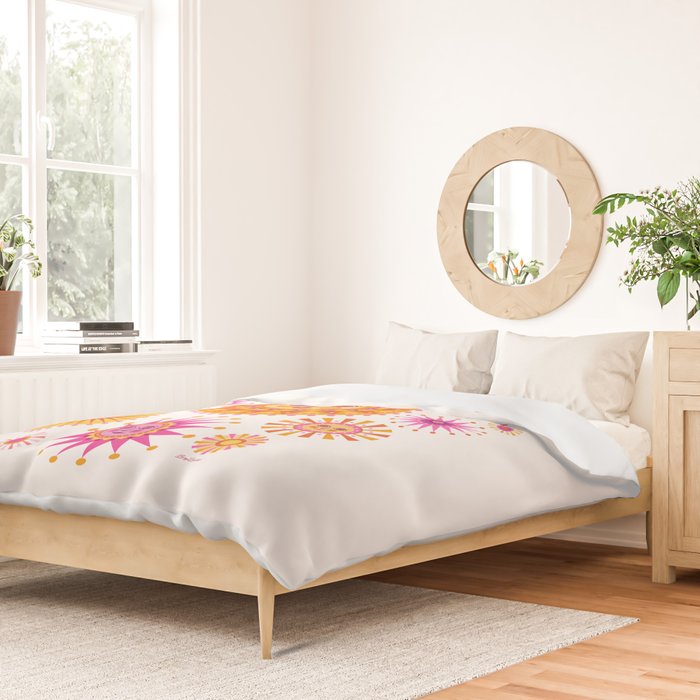 Retro Suns - Pink and Yellow Duvet Cover Gallery Image 2