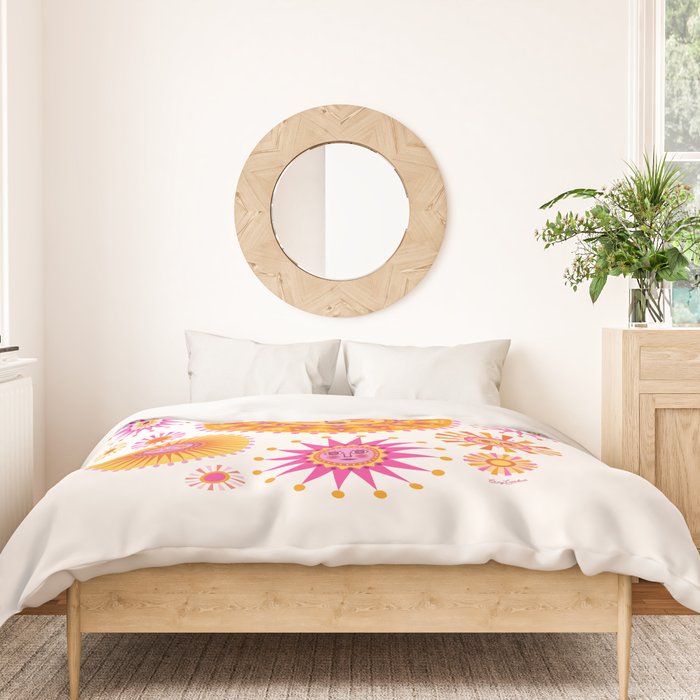 Retro Suns - Pink and Yellow Duvet Cover Gallery Image 3