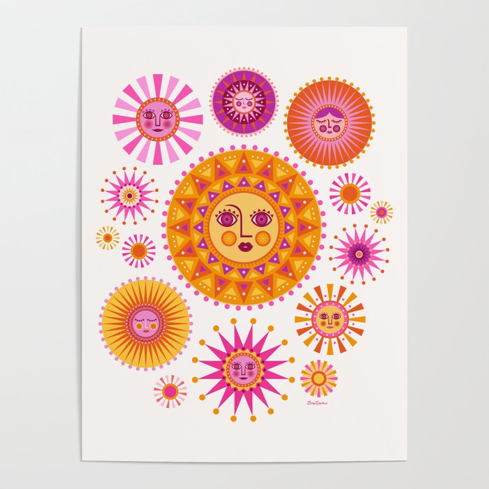 Retro Suns - Pink and Yellow Poster Gallery Image 1