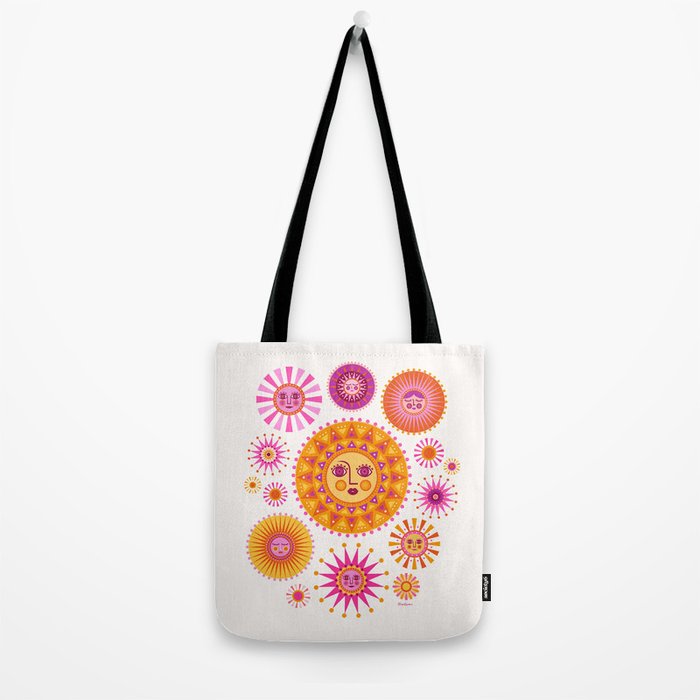 Retro Suns - Pink and Yellow Tote Bag Gallery Image 2