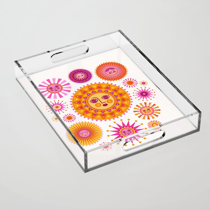 Retro Suns - Pink and Yellow Acrylic Tray Gallery Image 1