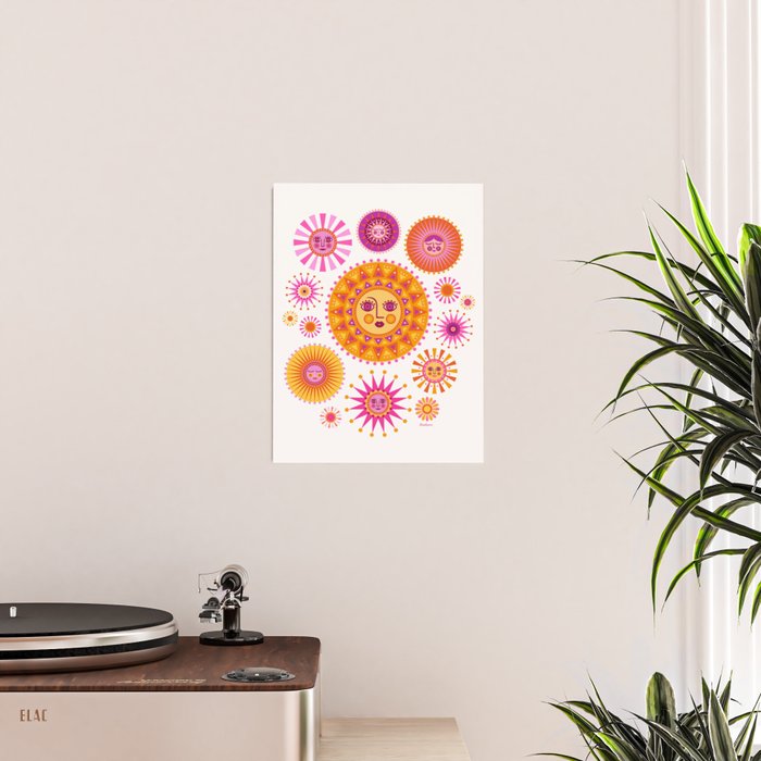 Retro Suns - Pink and Yellow Poster Gallery Image 2