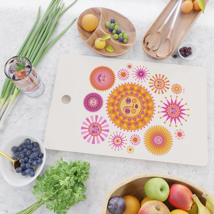 Retro Suns - Pink and Yellow Cutting Board Gallery Image 2
