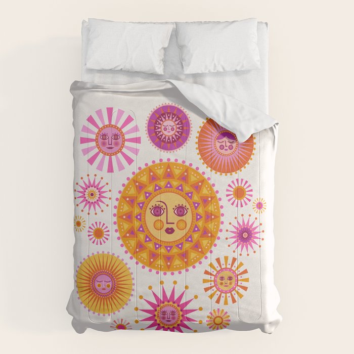 Retro Suns - Pink and Yellow Comforter Gallery Image 6