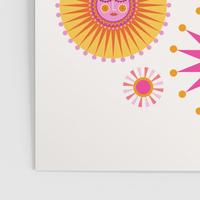 Retro Suns - Pink and Yellow Poster Gallery Image 3