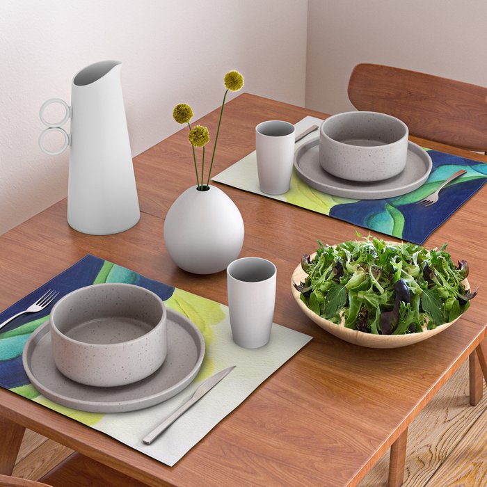 Abstract in Yellow, Green and Blue Placemat Gallery Image 2