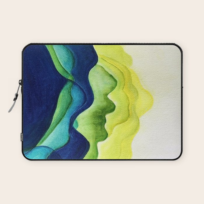 Abstract in Yellow, Green and Blue Laptop Sleeve Gallery Image 1