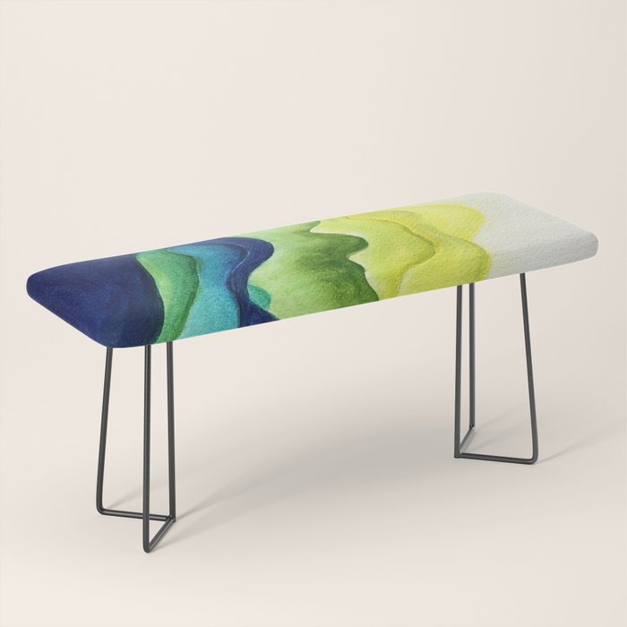 Abstract in Yellow, Green and Blue Bench Gallery Image 1