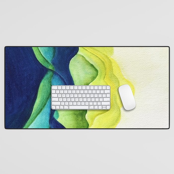 Abstract in Yellow, Green and Blue Desk Mat Gallery Image 1