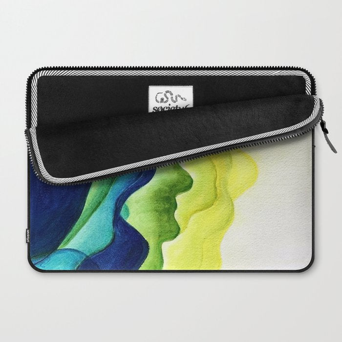Abstract in Yellow, Green and Blue Laptop Sleeve Gallery Image 2