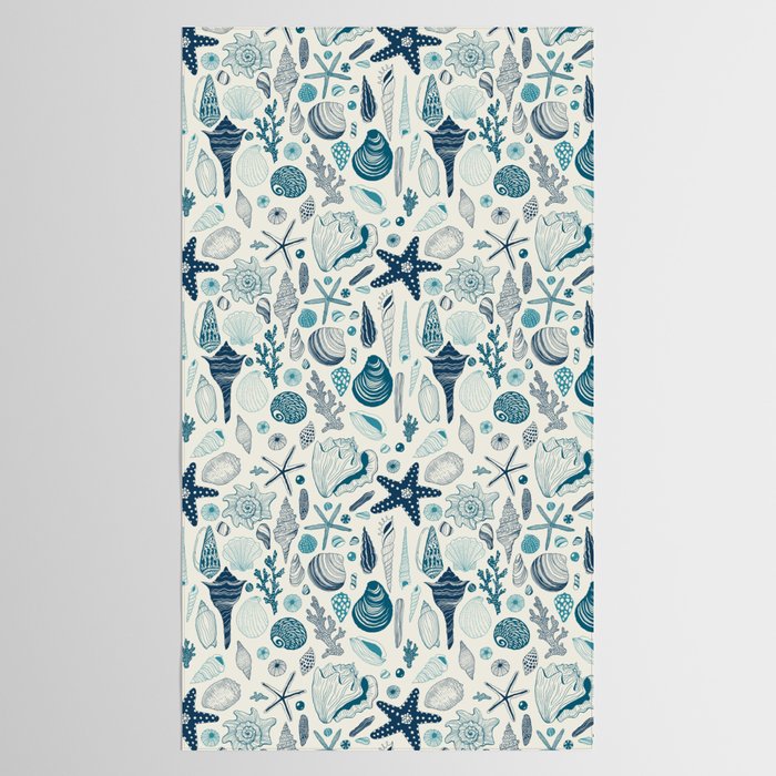 Sea shells on off white Tablecloth Gallery Image 2