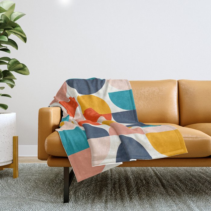 Mid Century Modern Geometry 6 Throw Blanket Gallery Image 1