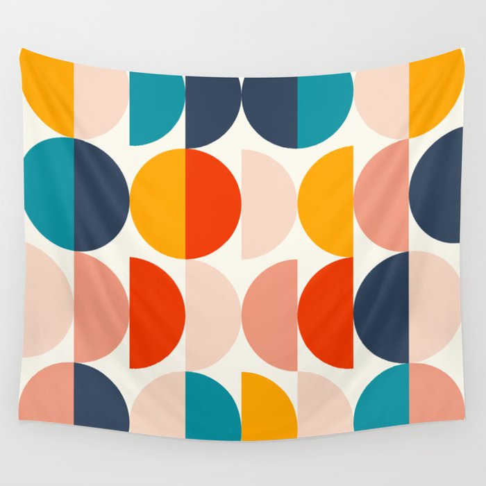 Mid Century Modern Geometry 6 Wall Tapestry Gallery Image 1