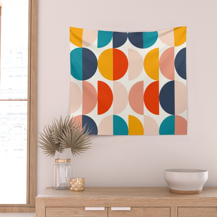 Mid Century Modern Geometry 6 Wall Tapestry Gallery Image 2