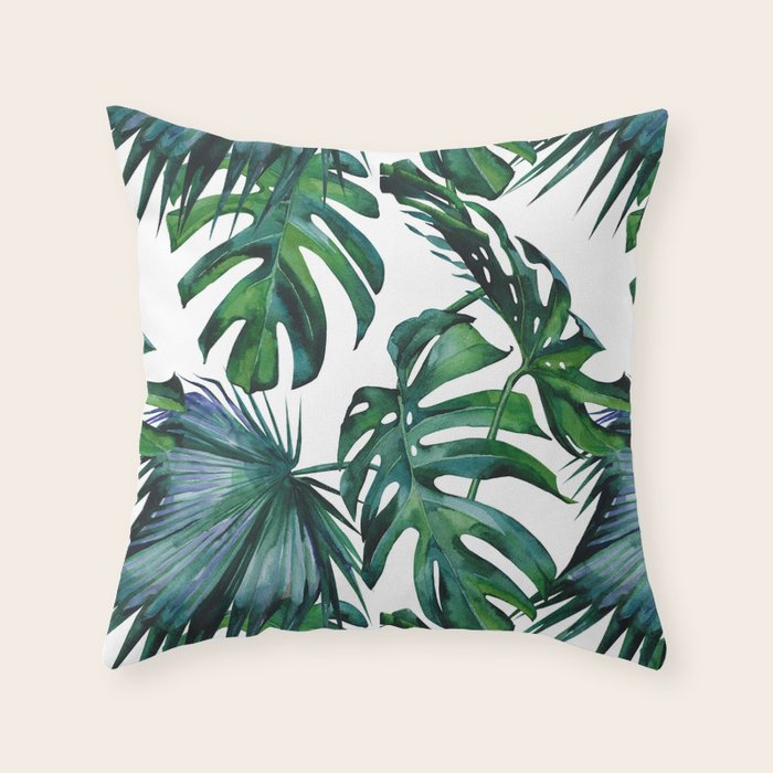 Tropical Palm Leaves Classic Throw Pillow Gallery Image 6