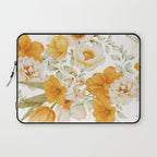 Yellow Florals with Painted Speckles on White Laptop Sleeve Gallery Image 1