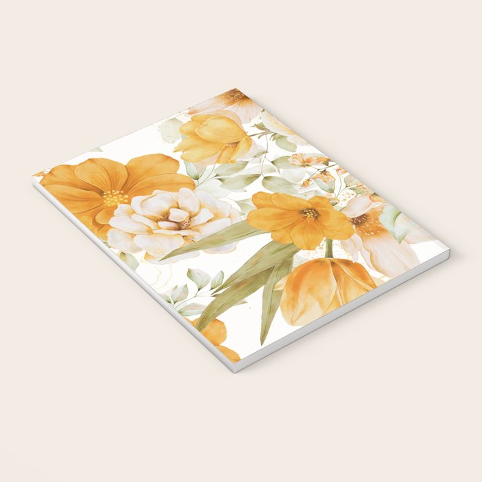Yellow Florals with Painted Speckles on White Notebook Gallery Image 3