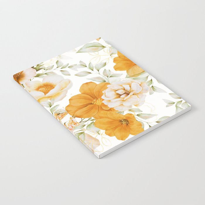 Yellow Florals with Painted Speckles on White Notebook Gallery Image 2