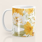 Yellow Florals with Painted Speckles on White Coffee Mug Gallery Image 3