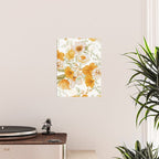 Yellow Florals with Painted Speckles on White Poster Gallery Image 2