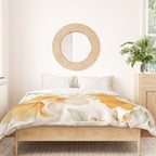Yellow Florals with Painted Speckles on White Duvet Cover Gallery Image 3