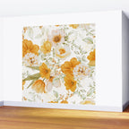 Yellow Florals with Painted Speckles on White Wall Mural Gallery Image 2
