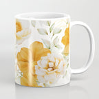 Yellow Florals with Painted Speckles on White Coffee Mug Gallery Image 1