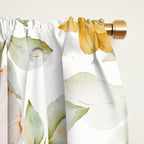 Yellow Florals with Painted Speckles on White Window Curtain Gallery Image 2