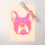 Hot Pink Bulldog Wrapping Paper Gallery Image 1