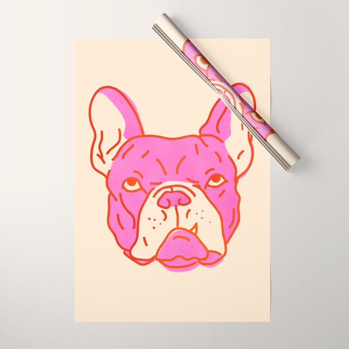 Hot Pink Bulldog Wrapping Paper Gallery Image 1