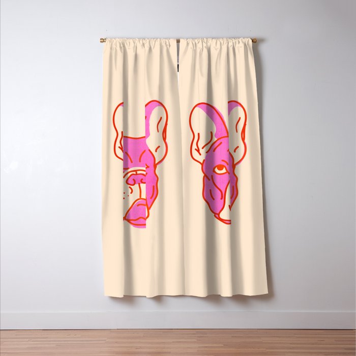 Hot Pink Bulldog Window Curtain Gallery Image 3