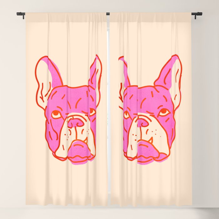 Hot Pink Bulldog Window Curtain Gallery Image 1