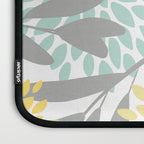 Floral Prints, Leaves and Blooms, Gray, Yellow and Aqua Laptop Sleeve Gallery Image 3