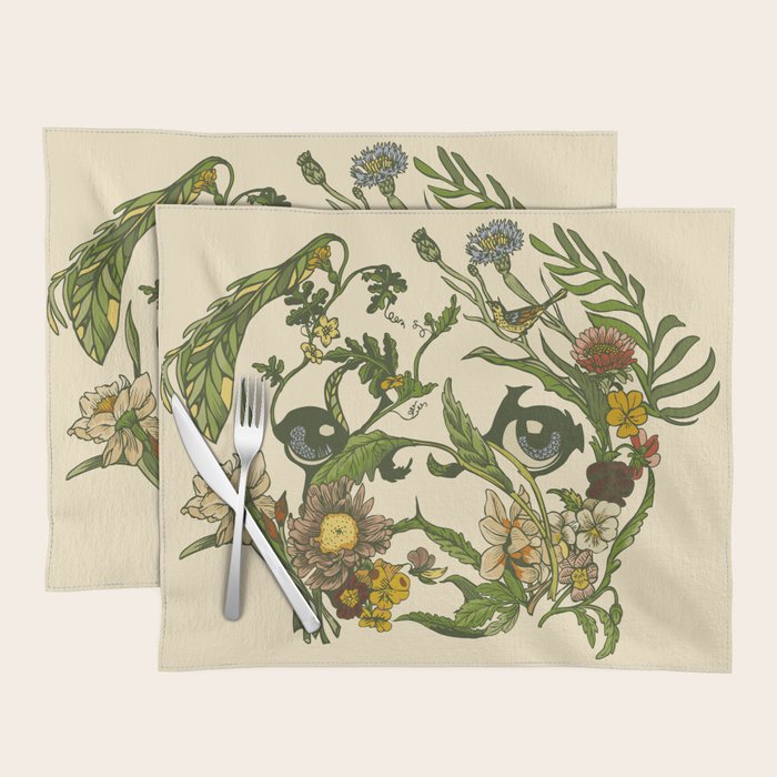 Botanical Pug Placemat Gallery Image 1