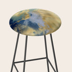 Blue and Gold Textured Abstract Marble Art Print Stool Gallery Image 2