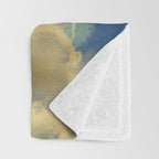 Blue and Gold Textured Abstract Marble Art Print Throw Blanket Gallery Image 3