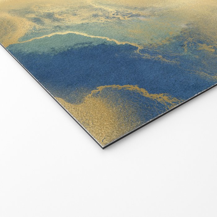 Blue and Gold Textured Abstract Marble Art Print Welcome Mat Gallery Image 2
