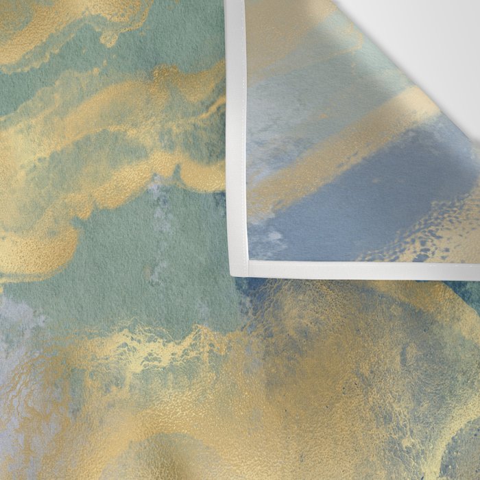 Blue and Gold Textured Abstract Marble Art Print Wall Tapestry Gallery Image 3