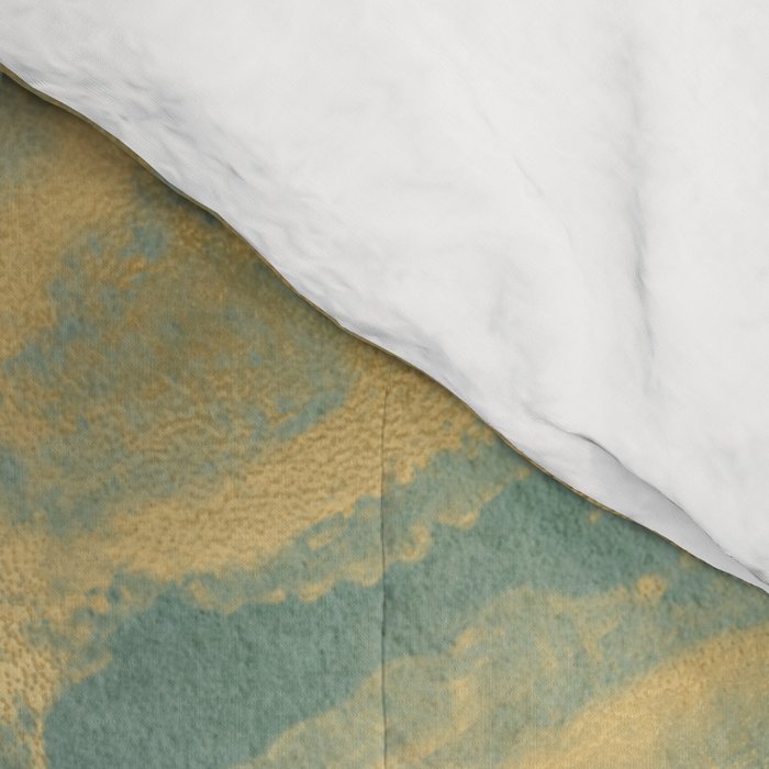 Blue and Gold Textured Abstract Marble Art Print Comforter Gallery Image 4