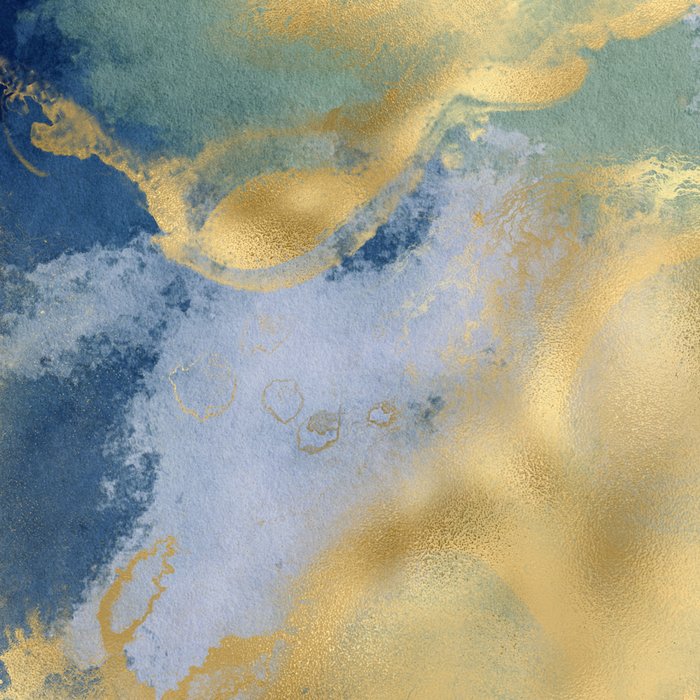 Blue and Gold Textured Abstract Marble Art Print Coffee Mug Gallery Image 2