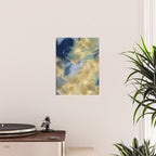 Blue and Gold Textured Abstract Marble Art Print Poster Gallery Image 2