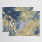 Blue and Gold Textured Abstract Marble Art Print Placemat Gallery Image 1