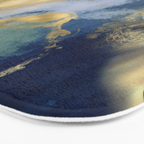 Blue and Gold Textured Abstract Marble Art Print Bath Mat Gallery Image 3