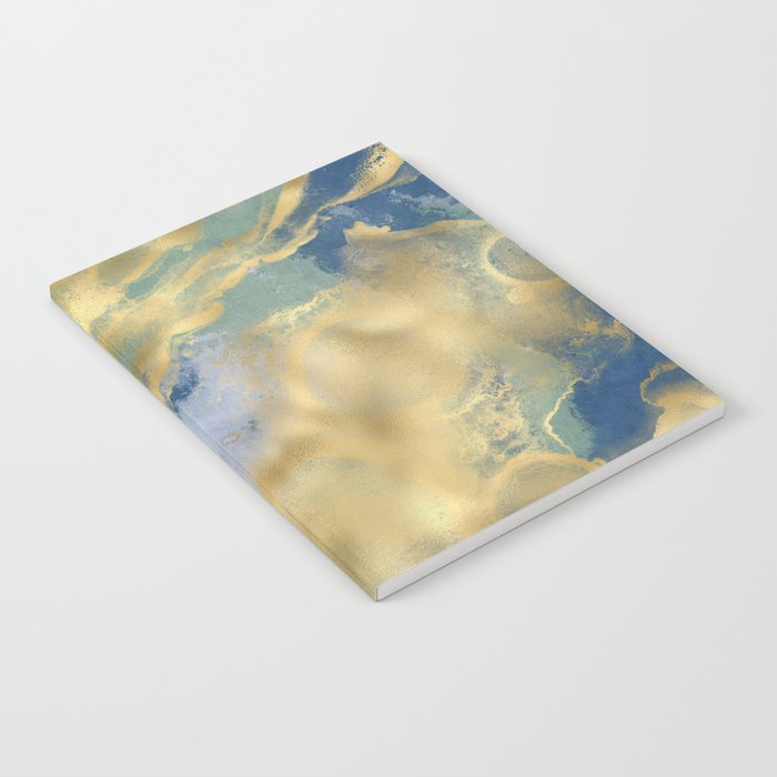 Blue and Gold Textured Abstract Marble Art Print Notebook Gallery Image 1