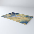 Blue and Gold Textured Abstract Marble Art Print Rug Gallery Image 3