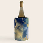 Blue and Gold Textured Abstract Marble Art Print Wine Chiller Gallery Image 2