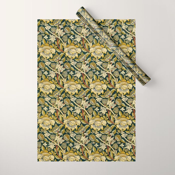Vintage William Morris Green and Yellow Chintz Wrapping Paper Gallery Image 1