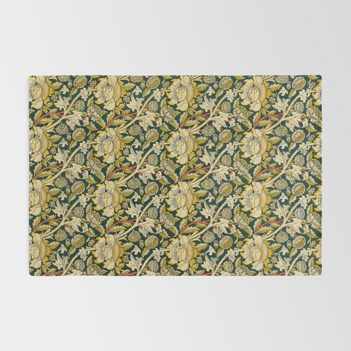 Vintage William Morris Green and Yellow Chintz Rug Gallery Image 2